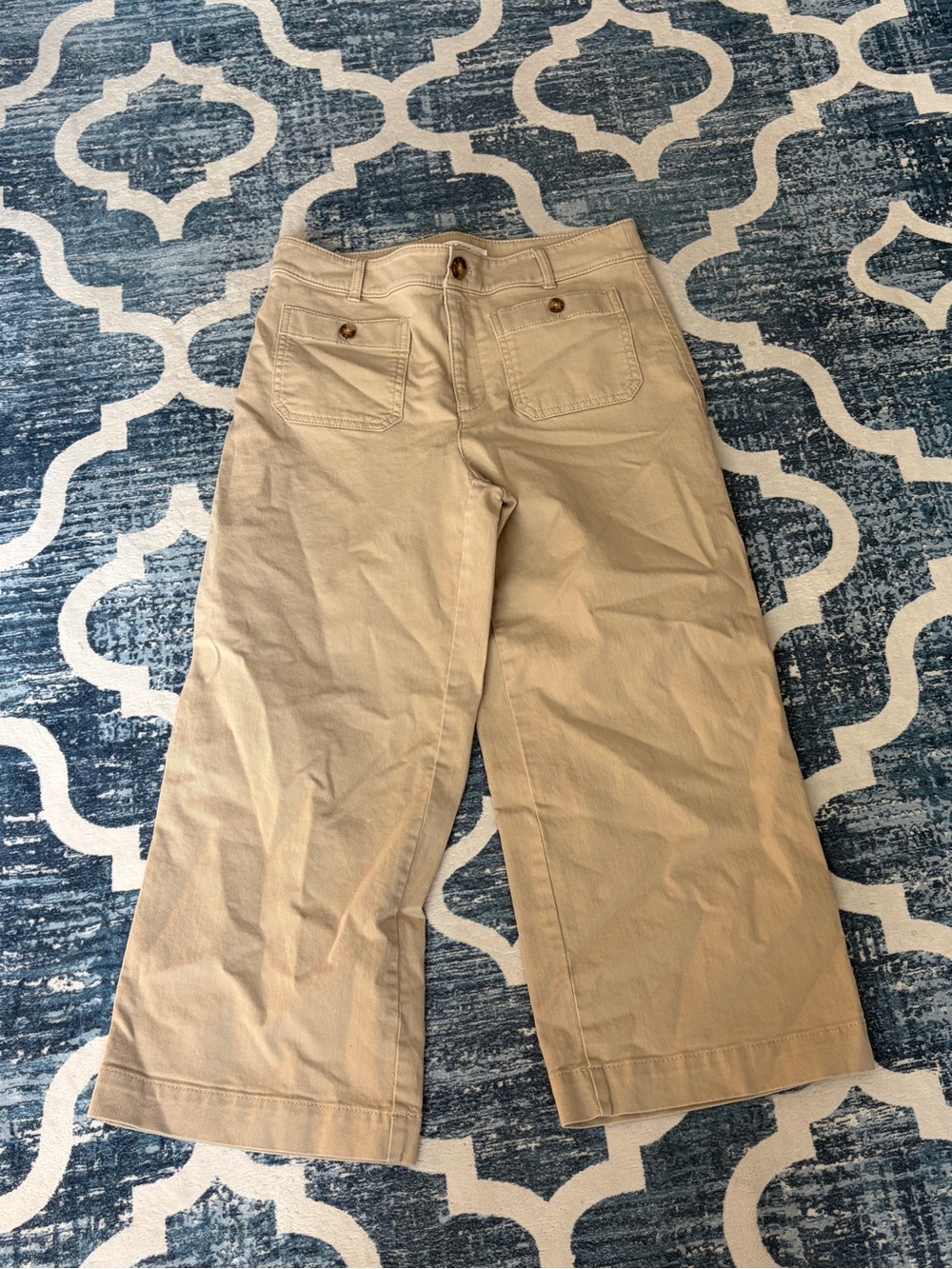 LOFT Wide Leg Pants in Khaki Beige